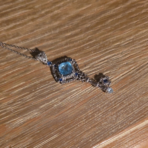Peoples Jewellers Blue Topaz 925 Sterling Silver Pendant Necklace - Picture 1 of 5